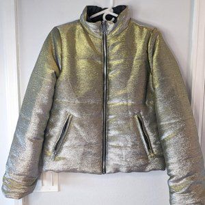Romeo & Juliet Couture Gold/Silver Metallic Puffer Jacket